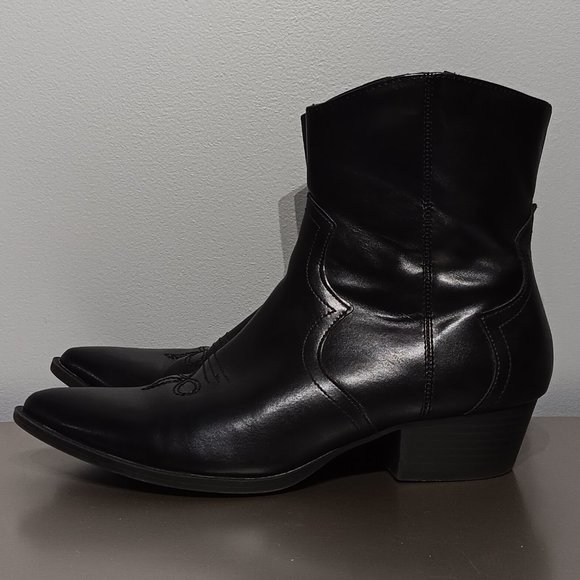 Pull & Bear Black Faux Leather Cowgirl Chelsea Ankle Boots. (Women's Size 7.5) - Picture 2 of 6